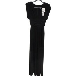 Aqua Formal Black Maxi Dress Ruched Empire Waist Sleeveless Gown‎ Size 2